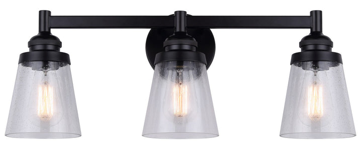 Declan Three Light Vanity in Matte Black - available from The Lighting Shoppe, trusted by Canadian homeowners