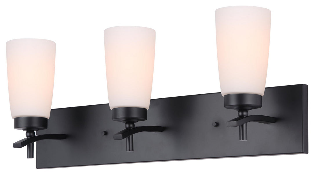 Portia Three Light Vanity in Matte Black - available from The Lighting Shoppe, trusted by Canadian homeowners