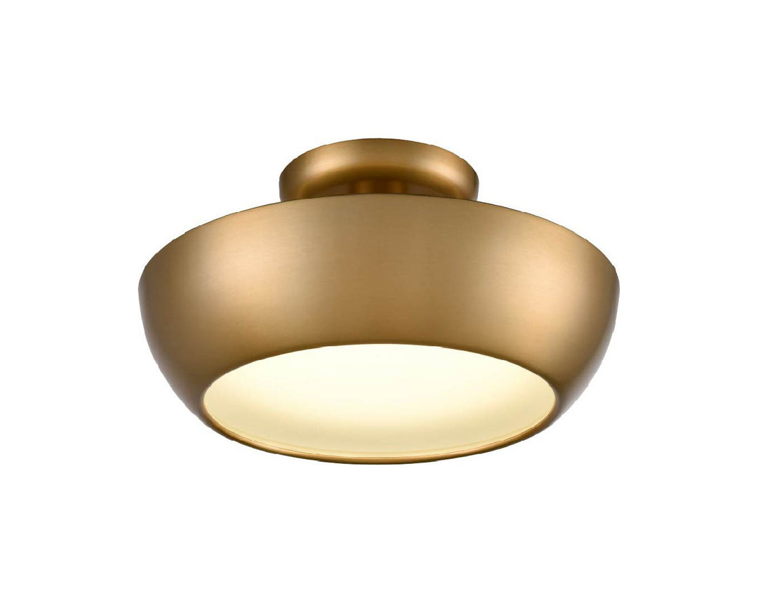 Antares Cct LED Semi-Flush Mount in Brass w/Vodka Ice Glass - available from The Lighting Shoppe, trusted by Canadian homeowners