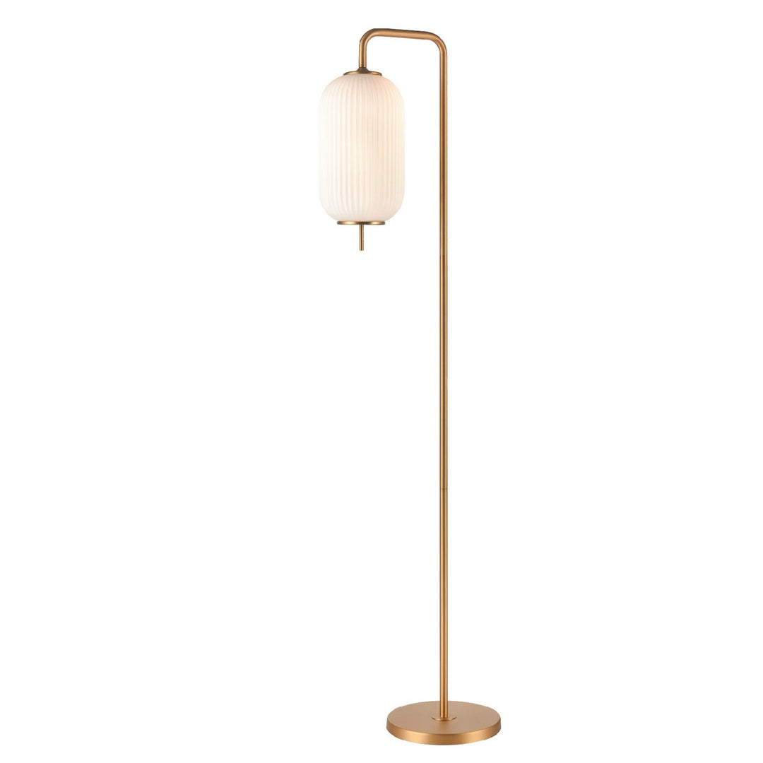 Mount Pearl One Light Floor Lamp in Brass w/Ribbed Half Opal Glass - available from The Lighting Shoppe, trusted by Canadian homeowners