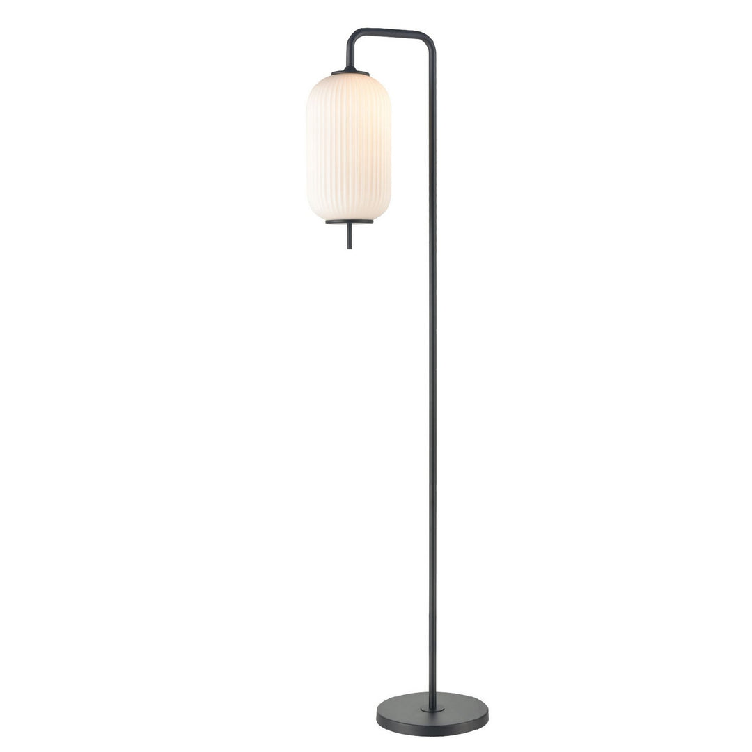 Mount Pearl One Light Floor Lamp in Graphite w/Ribbed Half Opal Glass - available from The Lighting Shoppe, trusted by Canadian homeowners