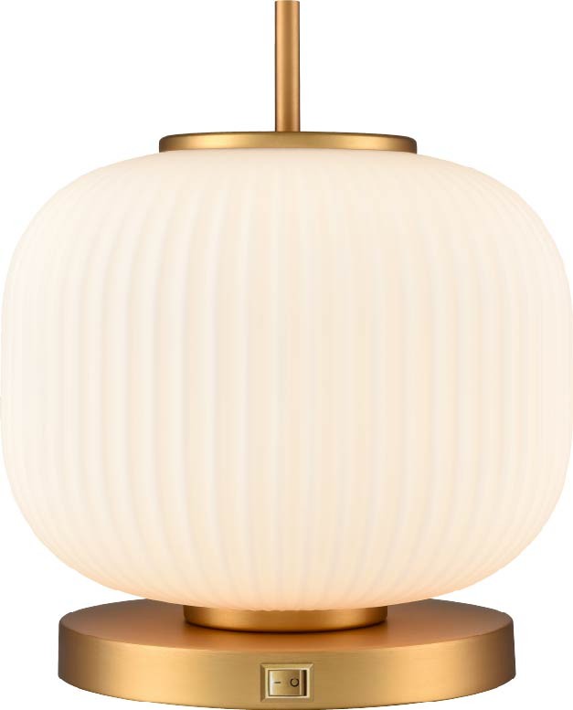 Mount Pearl One Light Table Lamp in Brass w/Ribbed Half Opal Glass - available from The Lighting Shoppe, trusted by Canadian homeowners