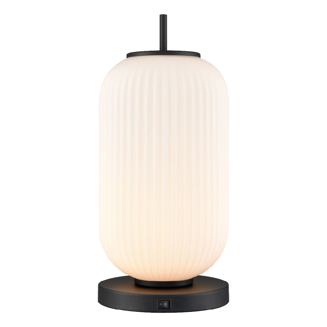 Mount Pearl One Light Table Lamp in Graphite w/Ribbed Half Opal Glass - available from The Lighting Shoppe, trusted by Canadian homeowners