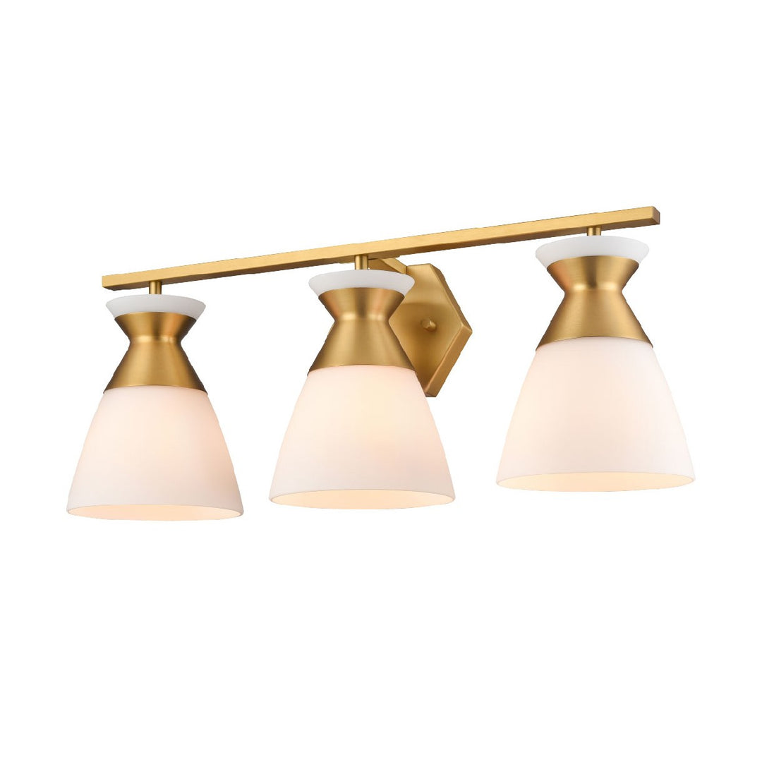 DVI Canada - DVP47443BR-OP - Three Light Vanity - Sunnybrook - Brass w/Half Opal Glass