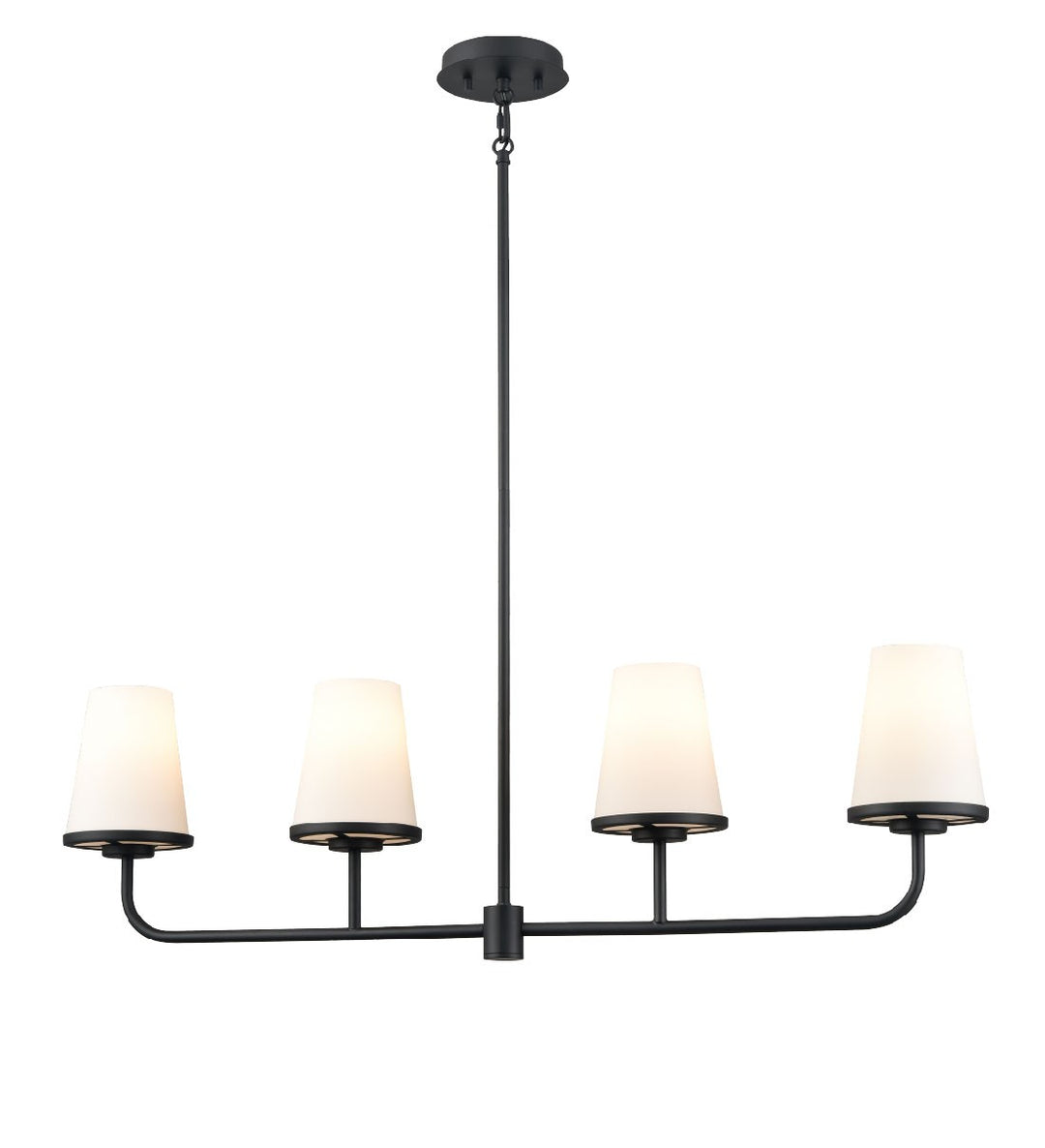 Kanata Four Light Linear Pendant in Ebony w/Half Opal Glass - available from The Lighting Shoppe, trusted by Canadian homeowners
