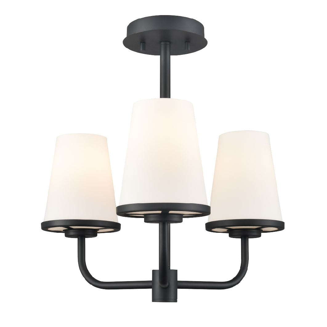 Kanata Three Light Semi-Flush Mount in Ebony w/Half Opal Glass - available from The Lighting Shoppe, trusted by Canadian homeowners