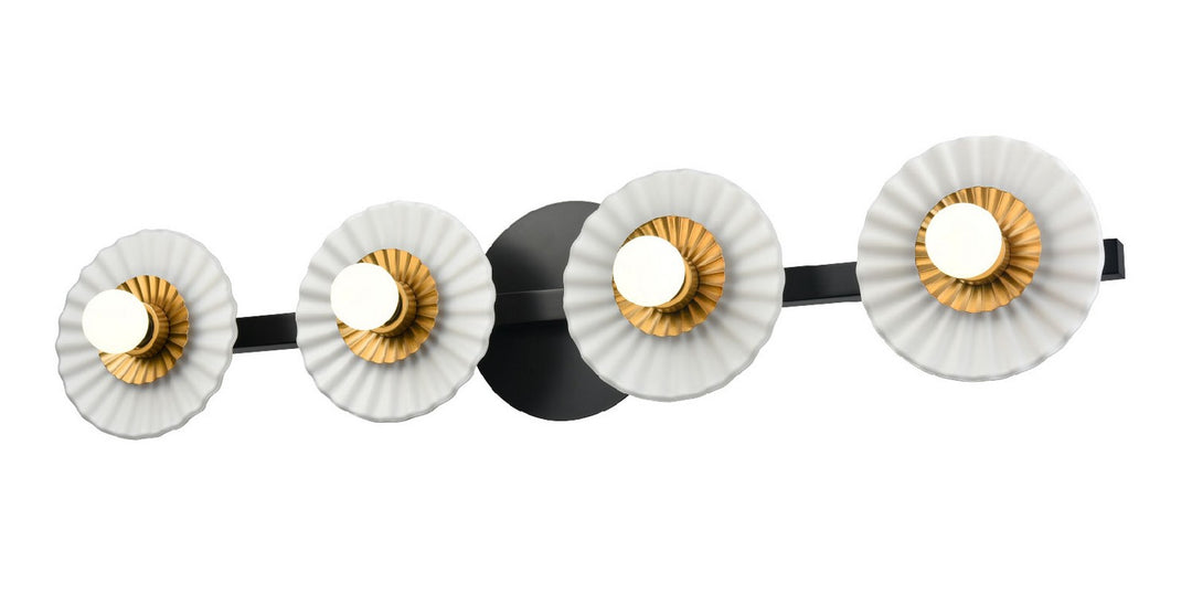 DVI Canada - DVP48844MF+EB-OP - Four Light Vanity - Waverly Heights - Multiple Finishes And Ebony w/Half Opal Glass