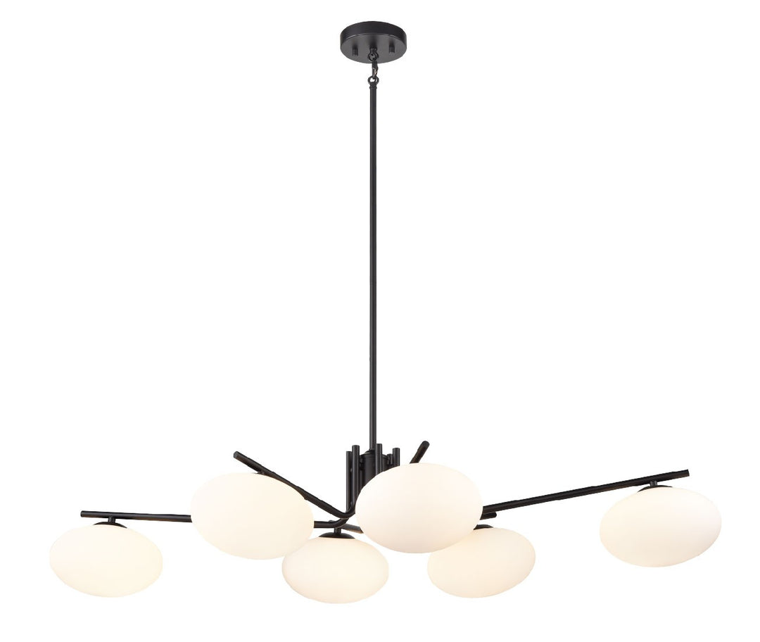 DVI Canada - DVP49002EB-OP - Six Light Linear Pendant - Valour Road - Ebony w/Half Opal Glass