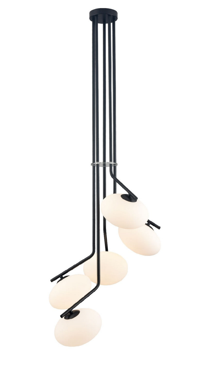 DVI Canada - DVP49057EB-OP - Five Light Pendant - Valour Road - Ebony w/Half Opal Glass