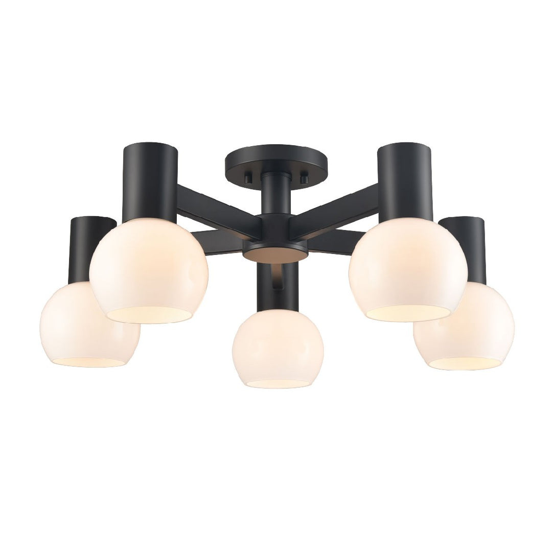 DVI Canada - DVP49413EB-TO - Five Light Semi-Flush Mount - Lillooet - Ebony w/True Opal Glass