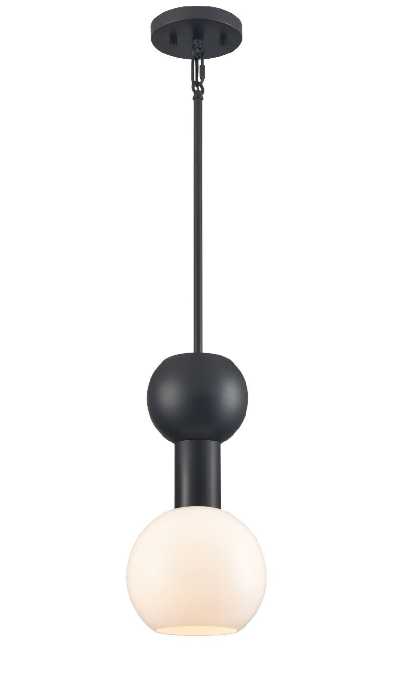 Lillooet One Light Pendant in Ebony w/True Opal Glass - available from The Lighting Shoppe, trusted by Canadian homeowners