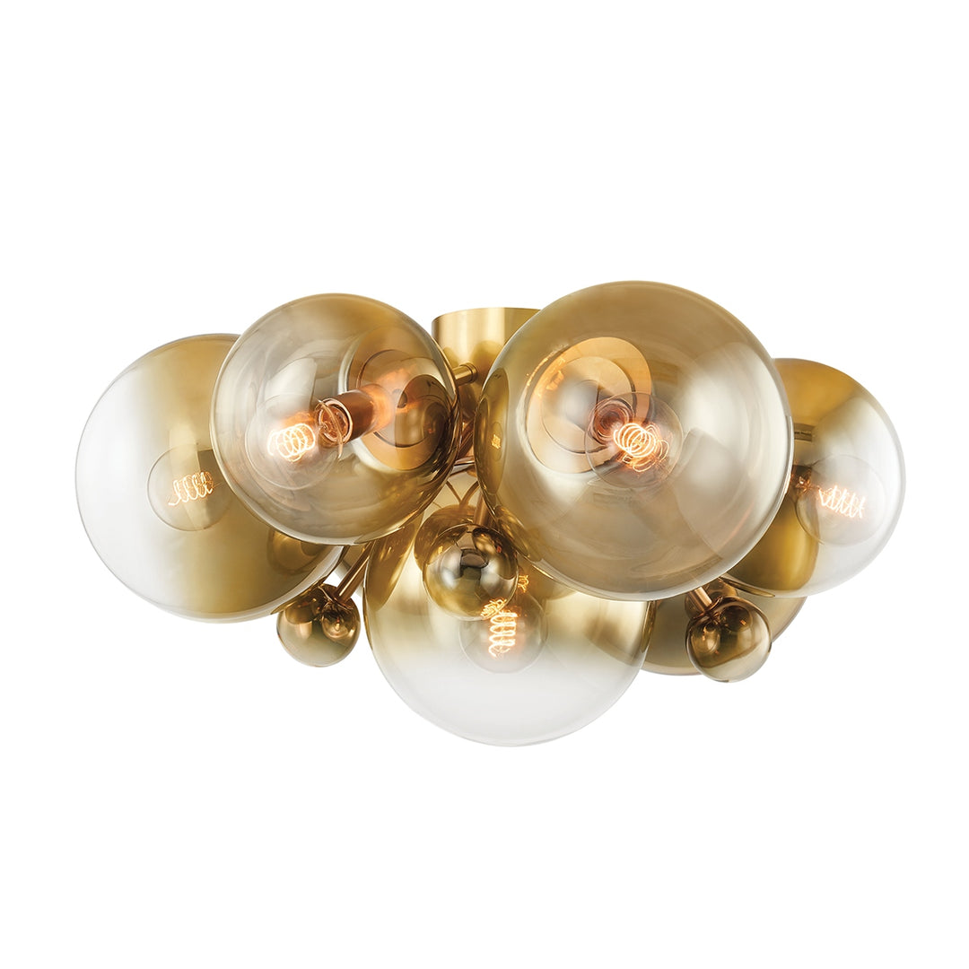 Corbett Lighting Canada - 427-07-VPB - Seven Light Flush Mount - Kyoto - Vintage Polished Brass