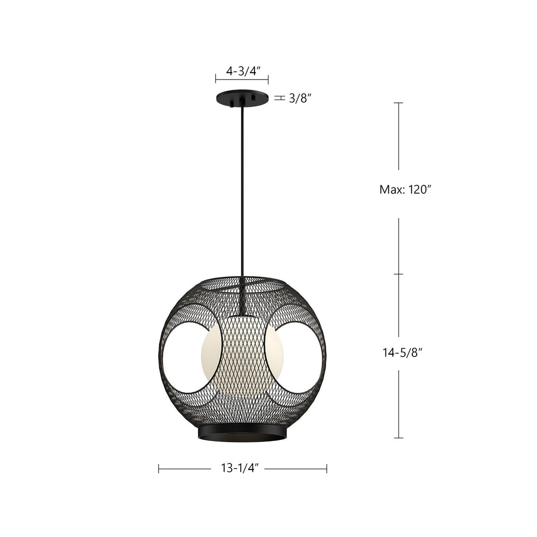 Kuzco Canada - EP56913-BK/OP - One Light Exterior Pendant - Kona - Black/Opal Glass