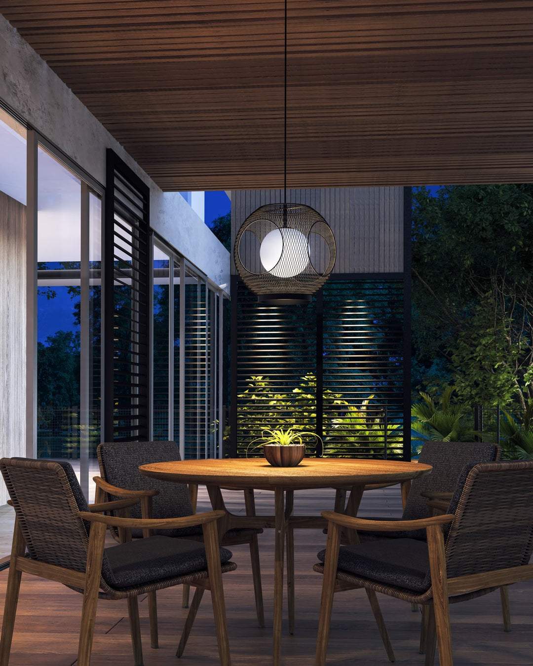 Kuzco Canada - EP56913-BK/OP - One Light Exterior Pendant - Kona - Black/Opal Glass