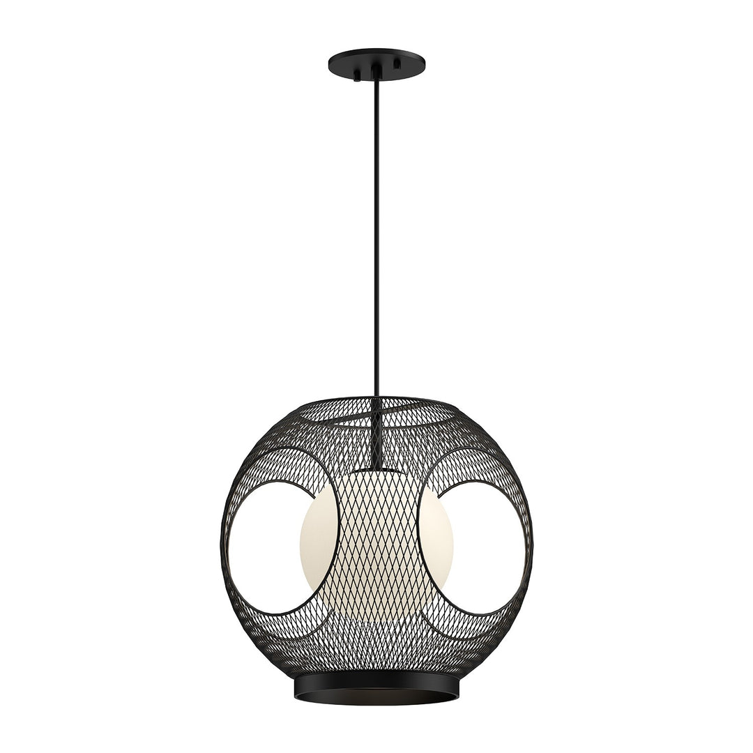 Kona One Light Exterior Pendant in Black/Opal Glass - available from The Lighting Shoppe, trusted by Canadian homeowners