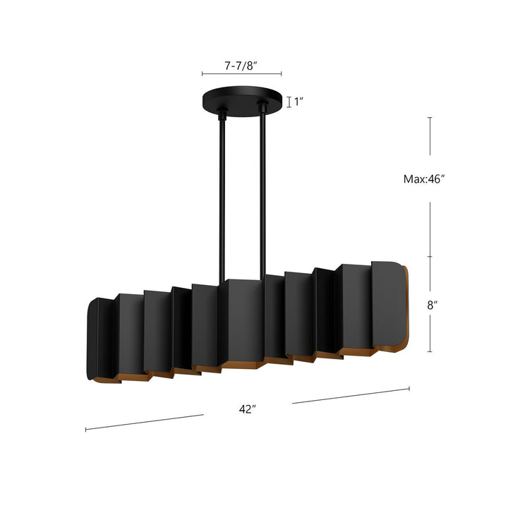 Kuzco Canada - LP58042-BK/GD - Six Light Linear Pendant - Akira - Black/Gold
