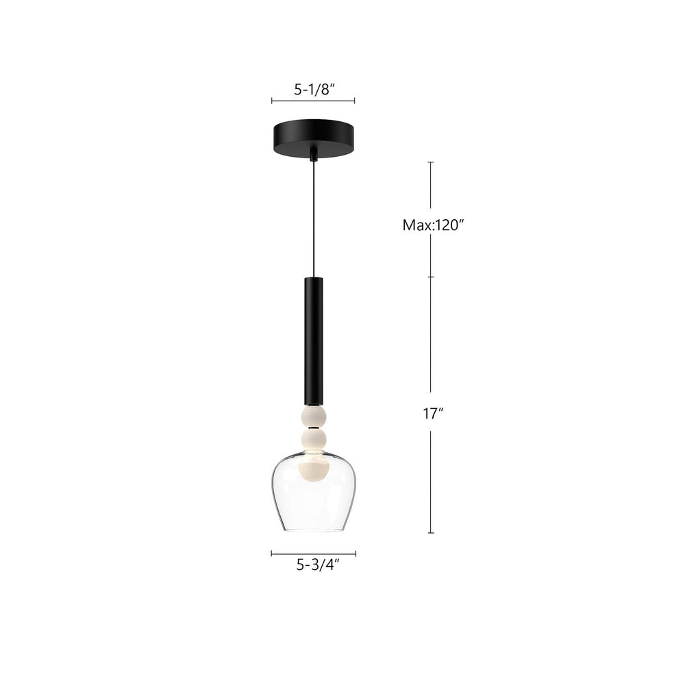 Kuzco Canada - PD30501-BK/CL - LED Pendant - Rise - Black/Clear