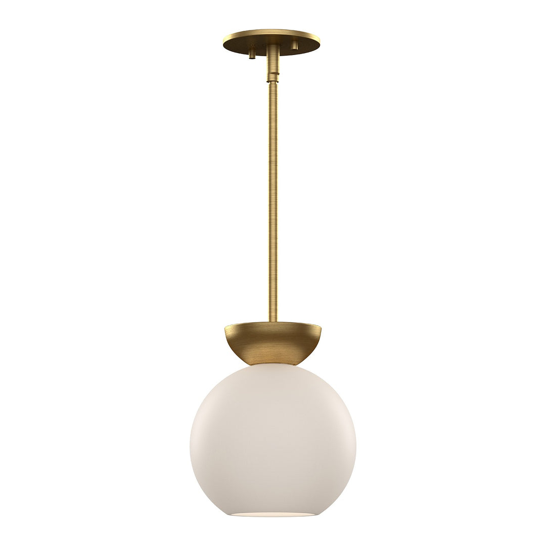 Arcadia One Light Pendant in Brushed Gold/Opal Glass - available from The Lighting Shoppe, trusted by Canadian homeowners