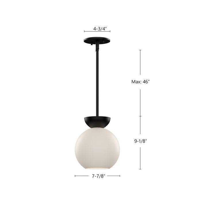 Kuzco Canada - PD59708-BK/OP - One Light Pendant - Arcadia - Black/Opal Glass