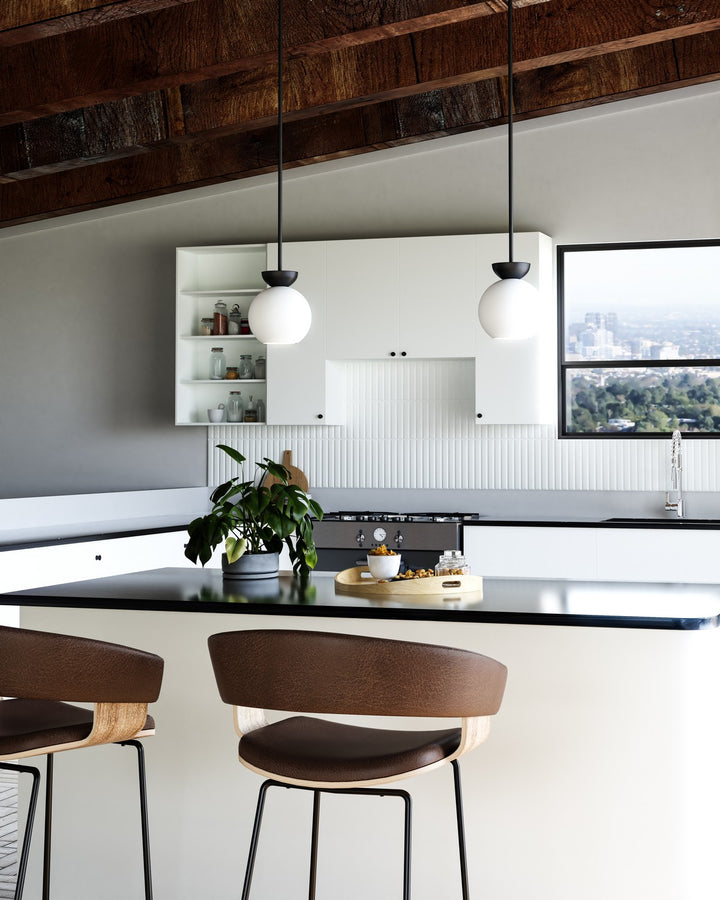 Kuzco Canada - PD59708-BK/OP - One Light Pendant - Arcadia - Black/Opal Glass