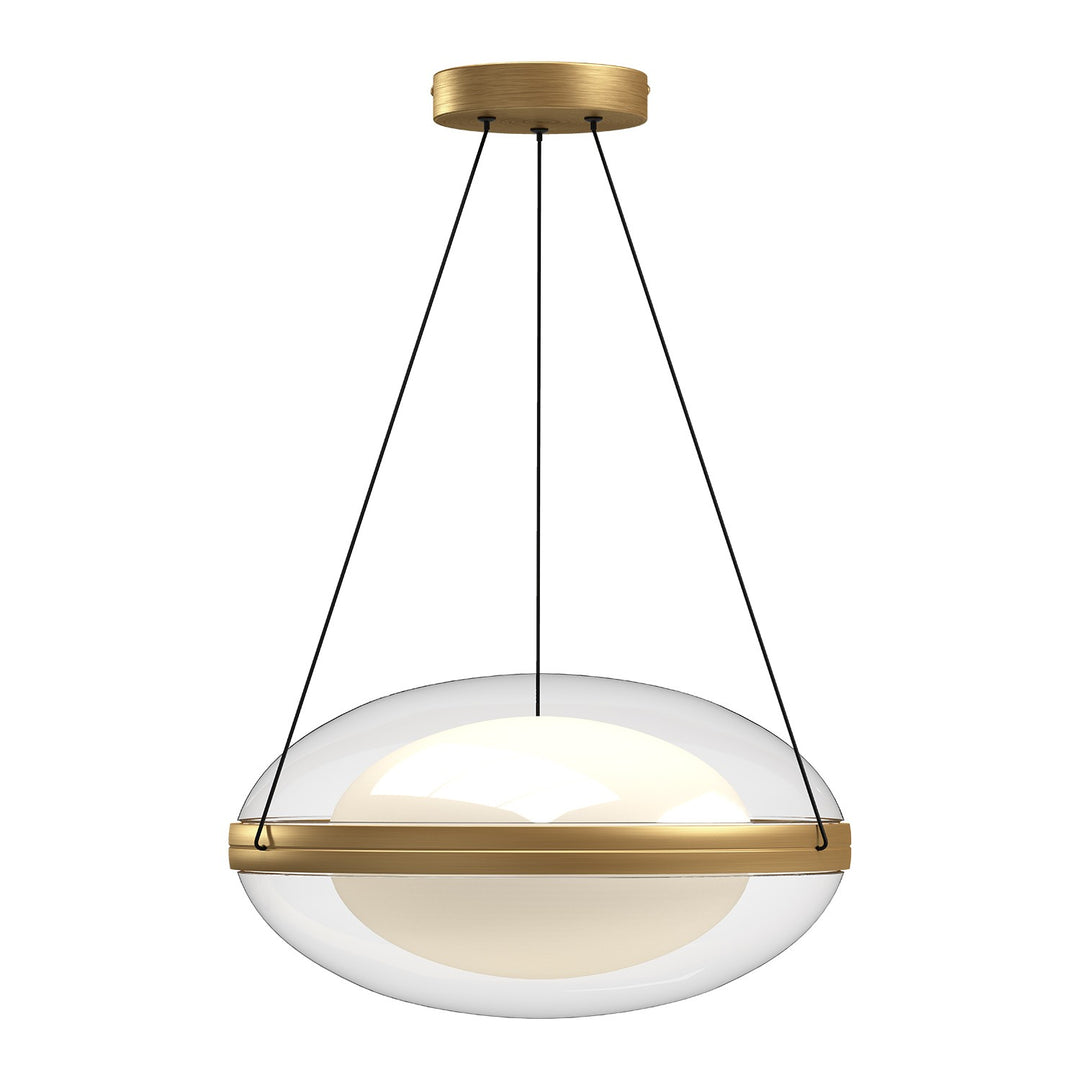 Virgo LED Pendant in Brushed Gold/Opal Glass - available from The Lighting Shoppe, trusted by Canadian homeowners