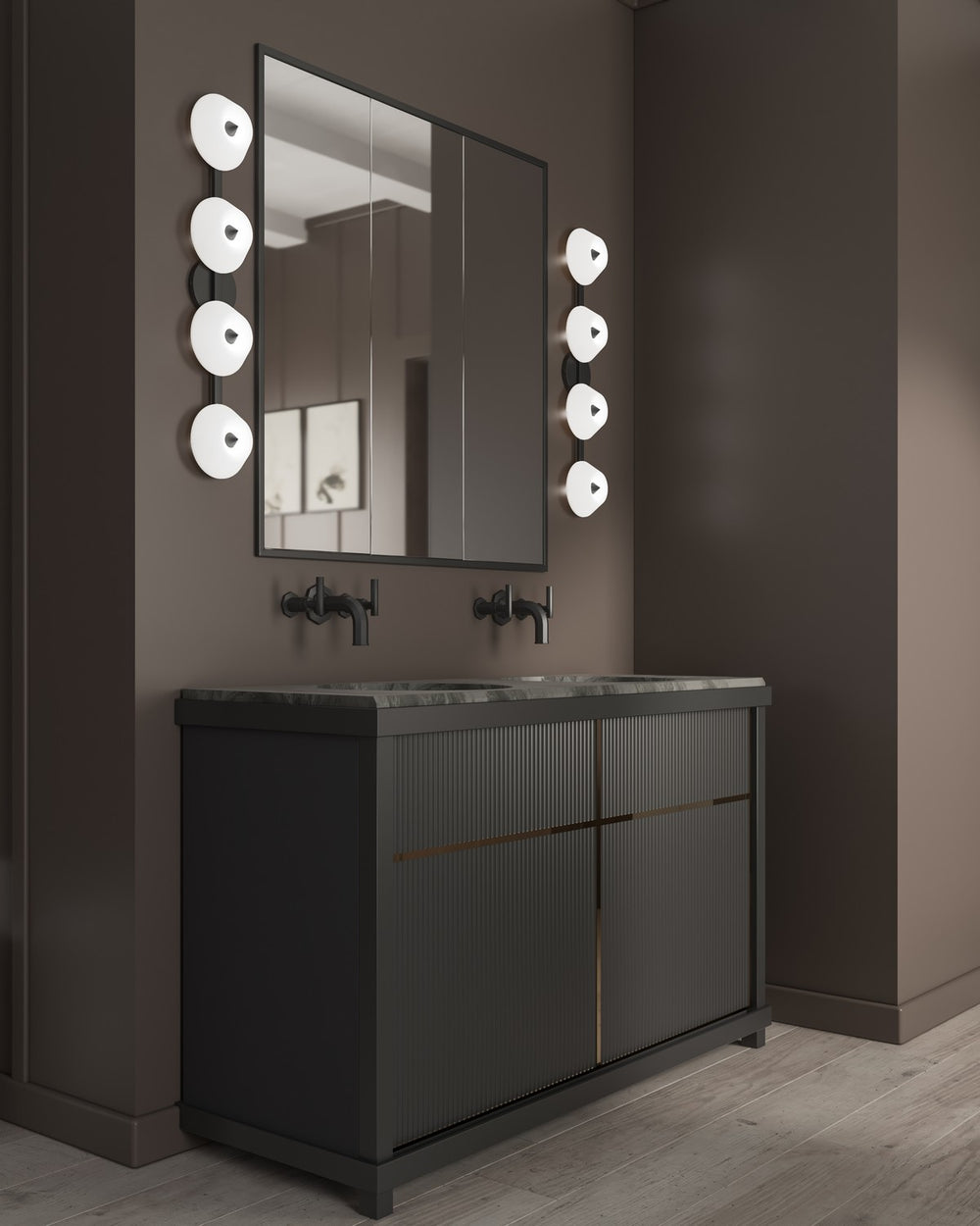 Kuzco Canada - VL45730-BK/GO - LED Vanity - Holt - Black/Glossy Opal Glass