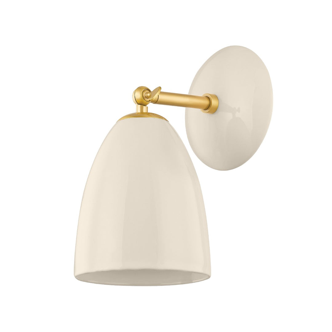 Kirsten One Light Wall Sconce in Aged Brass/Ceramic Cream - available from The Lighting Shoppe, trusted by Canadian homeowners