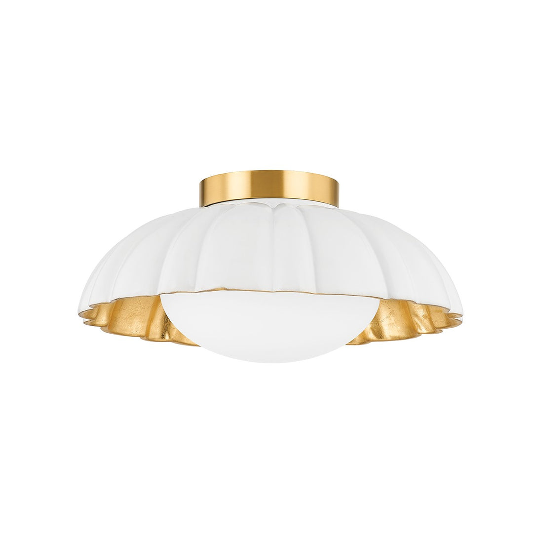 Penelope One Light Flush Mount in Aged Brass - available from The Lighting Shoppe, trusted by Canadian homeowners