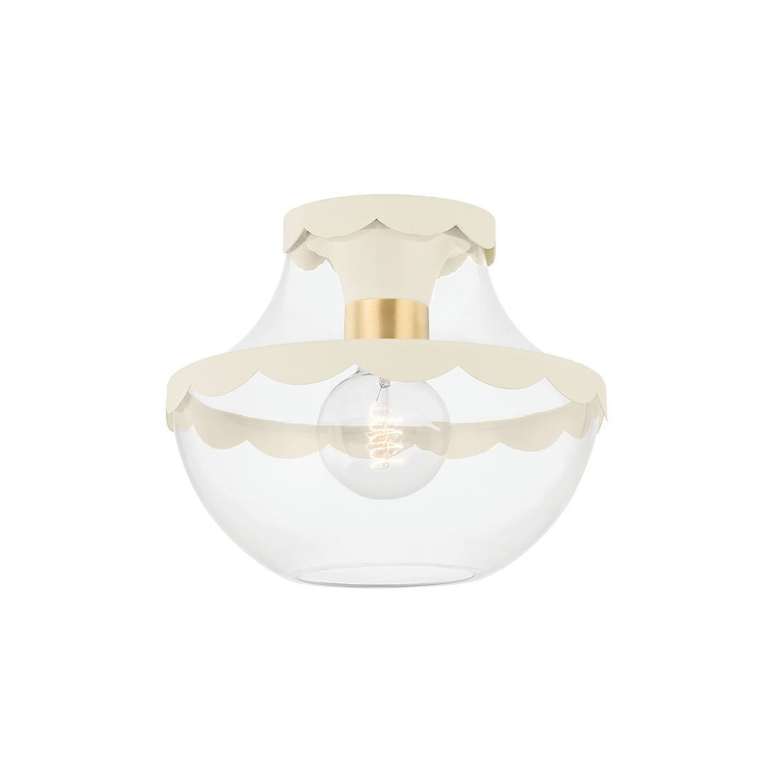 Alaina One Light Semi Flush Mount in Aged Brass - available from The Lighting Shoppe, trusted by Canadian homeowners