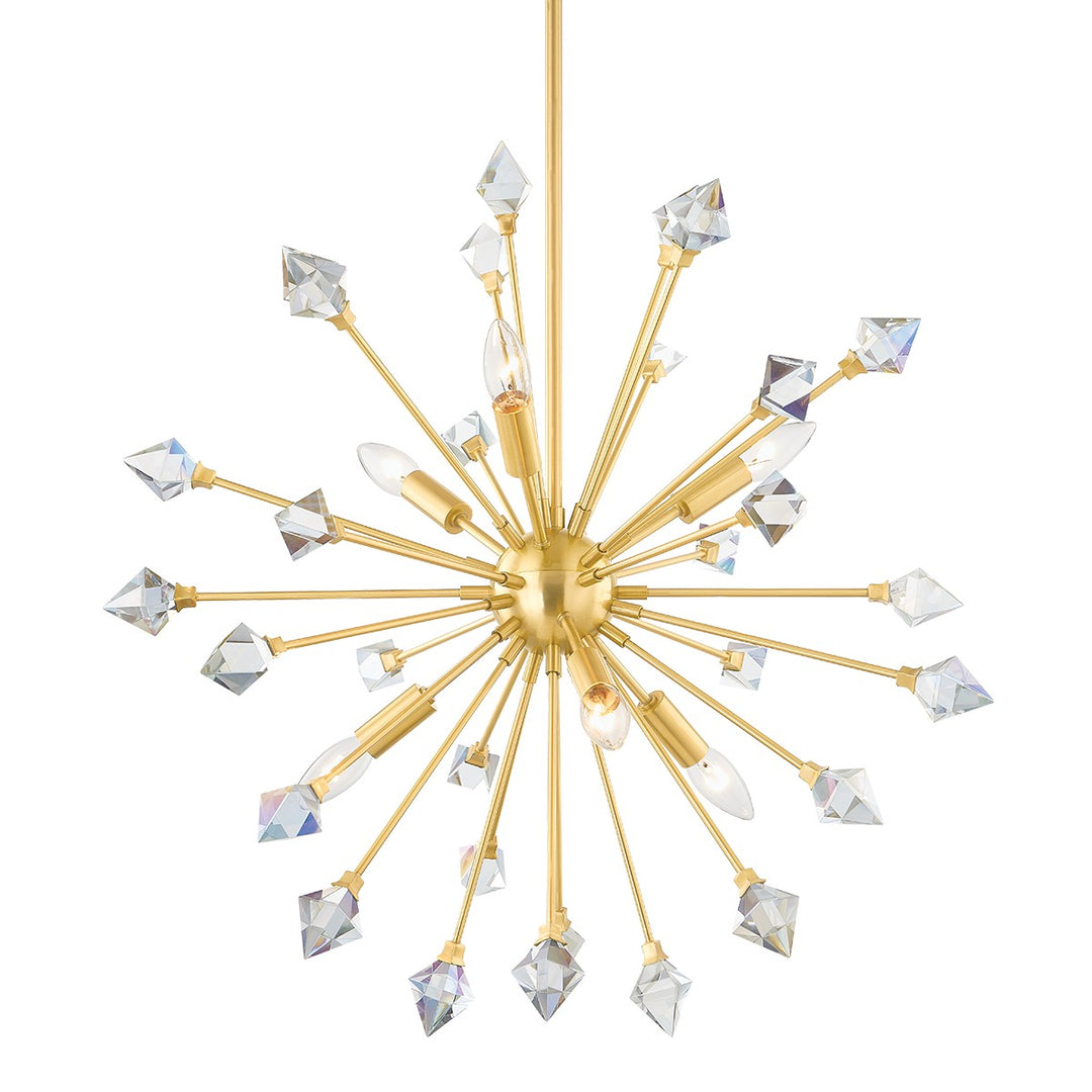 Genesis Six Light Chandelier in Aged Brass - available from The Lighting Shoppe, trusted by Canadian homeowners