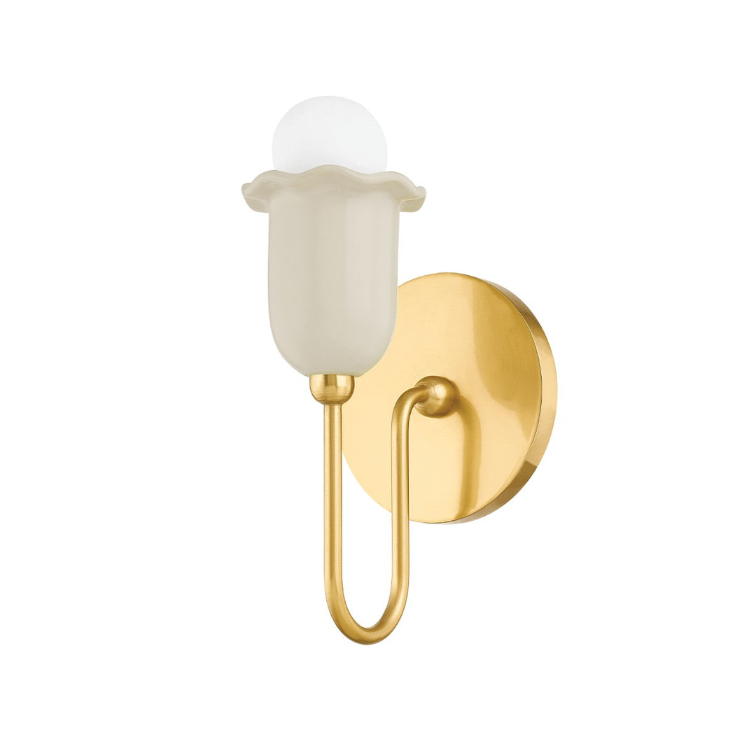 Delilah One Light Wall Sconce in Aged Brass/Ceramic Antique Ivory - available from The Lighting Shoppe, trusted by Canadian homeowners