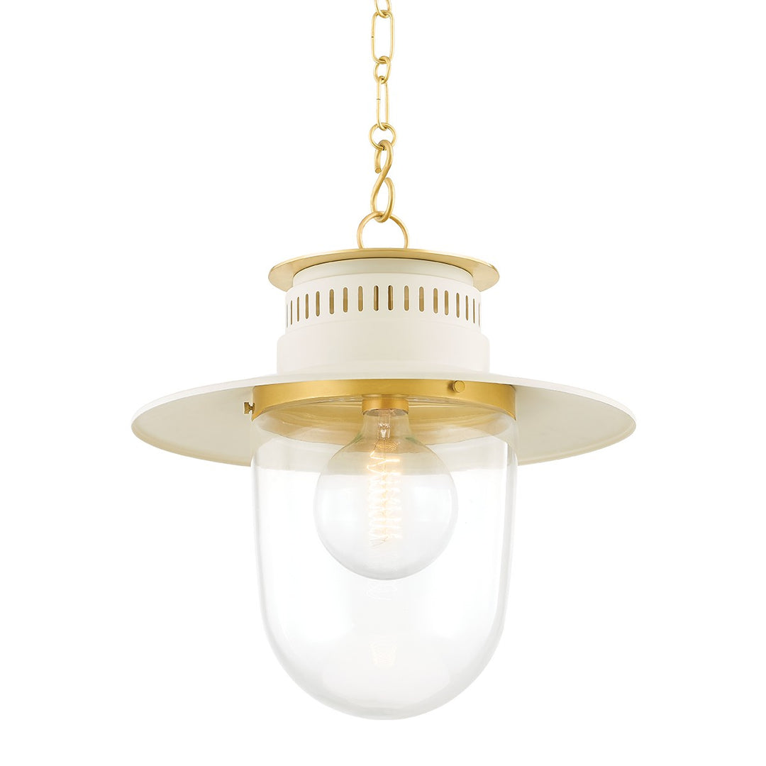Nori One Light Pendant in Aged Brass/Soft Cream - available from The Lighting Shoppe, trusted by Canadian homeowners