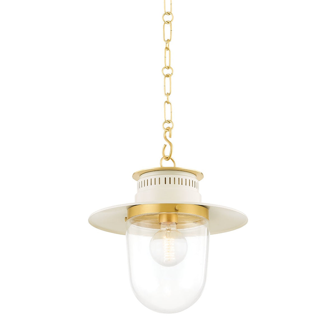 Nori One Light Pendant in Aged Brass/Soft Cream - available from The Lighting Shoppe, trusted by Canadian homeowners