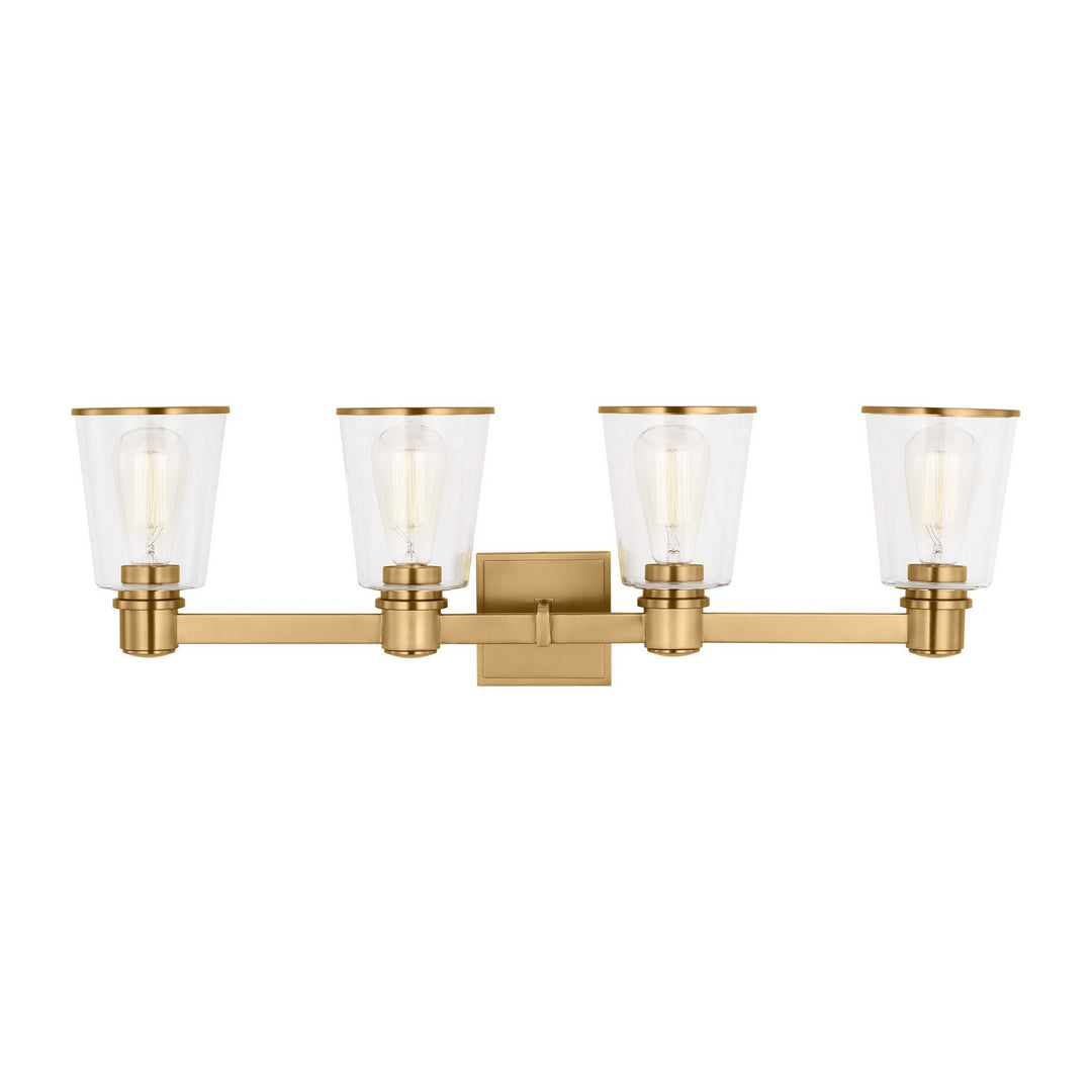 Alessa Four Light Bath Vanity in Burnished Brass - available from The Lighting Shoppe, trusted by Canadian homeowners