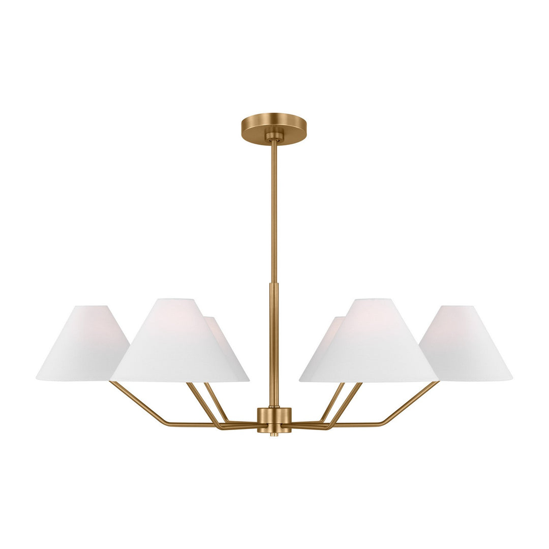 Burke Six Light Chandelier in Satin Brass - available from The Lighting Shoppe, trusted by Canadian homeowners