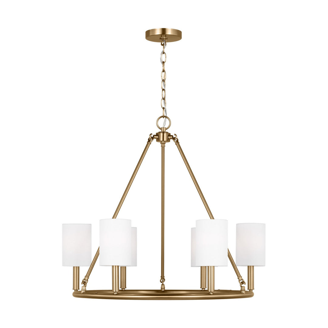 Egmont Six Light Chandelier in Satin Brass - available from The Lighting Shoppe, trusted by Canadian homeowners