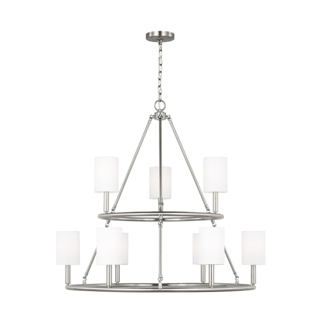 Egmont Nine Light Chandelier in Brushed Steel - available from The Lighting Shoppe, trusted by Canadian homeowners