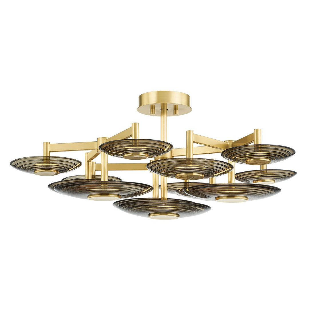 Griston LED Semi Flush Mount in Aged Brass - available from The Lighting Shoppe, trusted by Canadian homeowners