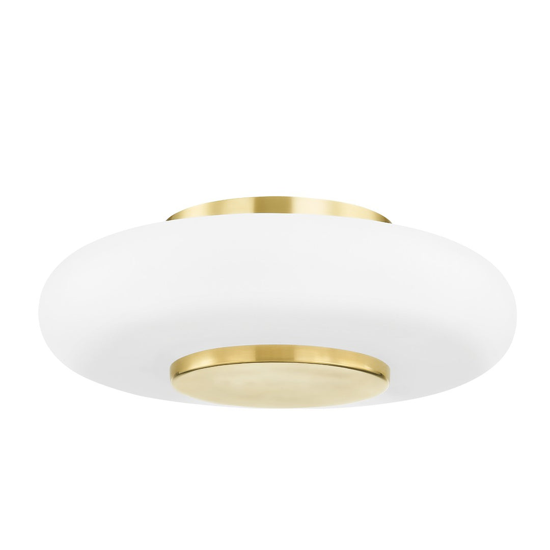 Blyford LED Flush Mount in Aged Brass - available from The Lighting Shoppe, trusted by Canadian homeowners