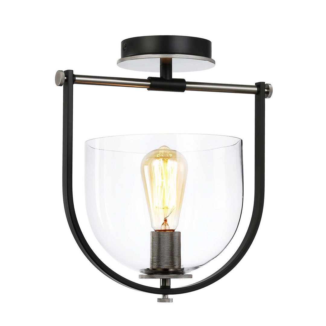 Cheshire One Light Semi-Flush Mount in Black & Nickel - available from The Lighting Shoppe, trusted by Canadian homeowners