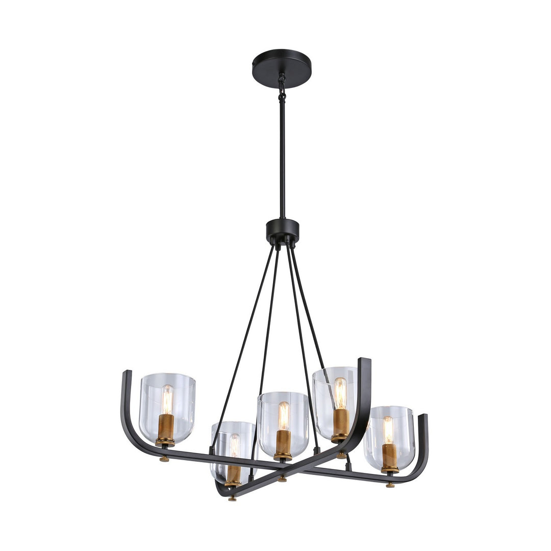 Cheshire Five Light Chandelier in Black & Brass - available from The Lighting Shoppe, trusted by Canadian homeowners