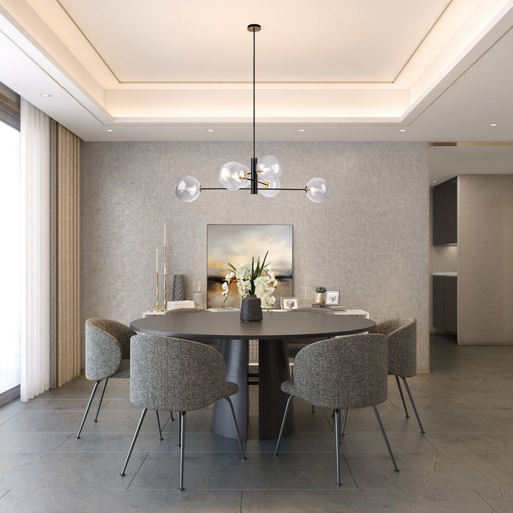 Artcraft Canada - AC11766VB - Six Light Chandelier - Aurelia - Matte Black & Brass