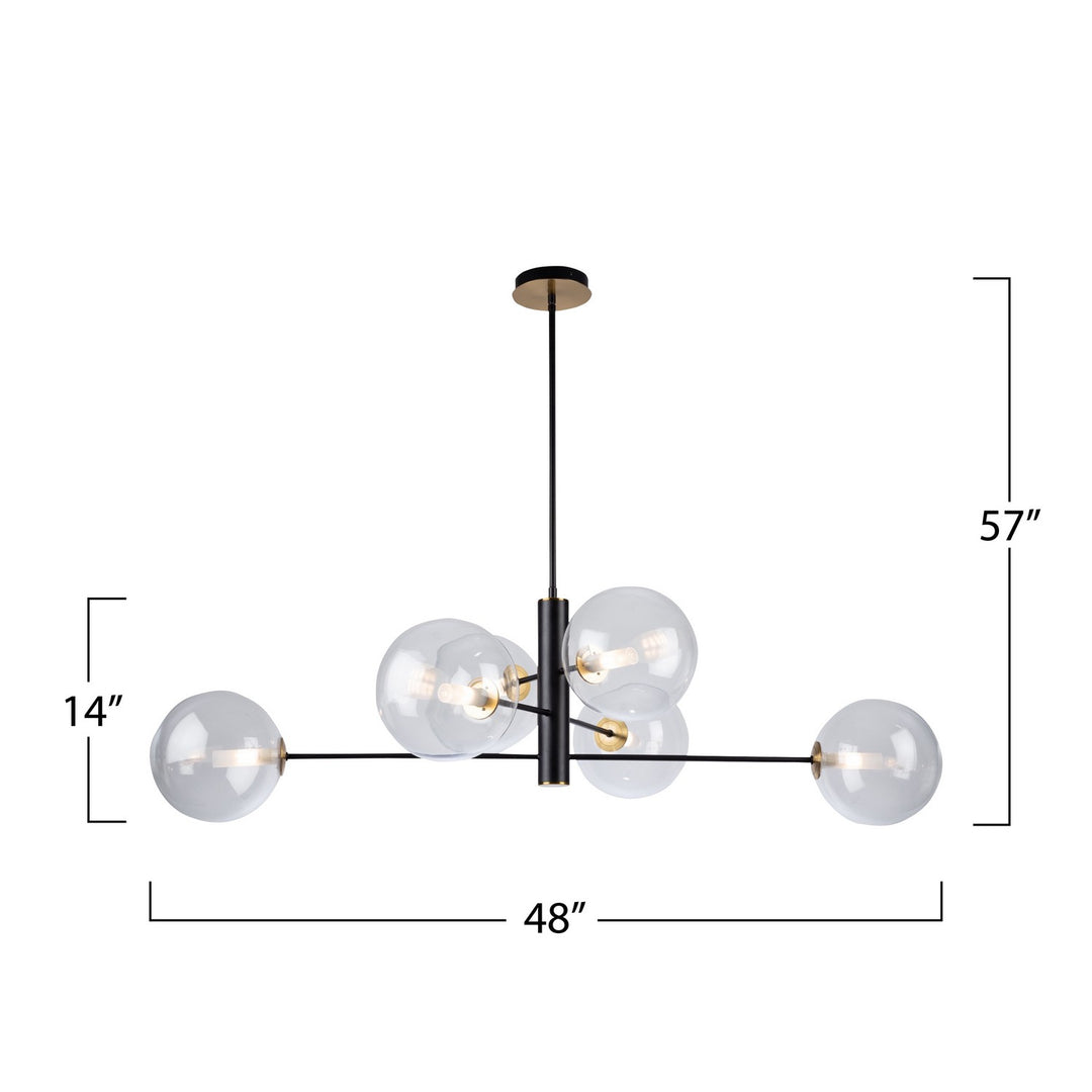 Artcraft Canada - AC11766VB - Six Light Chandelier - Aurelia - Matte Black & Brass