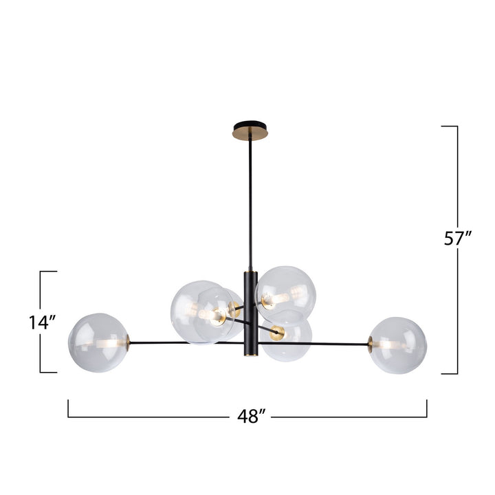Artcraft Canada - AC11766VB - Six Light Chandelier - Aurelia - Matte Black & Brass