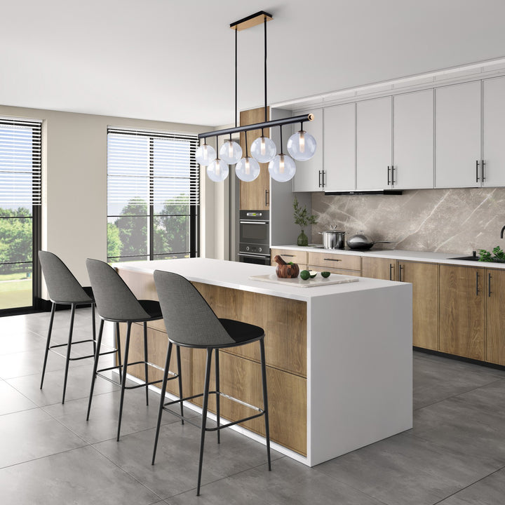 Artcraft Canada - AC11767VB - Seven Light Island Pendant - Aurelia - Matte Black & Brass