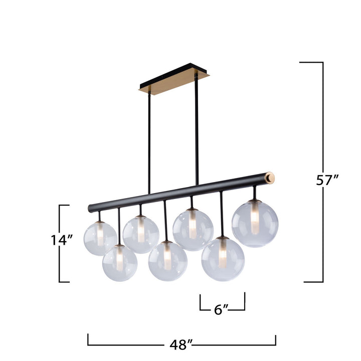 Artcraft Canada - AC11767VB - Seven Light Island Pendant - Aurelia - Matte Black & Brass