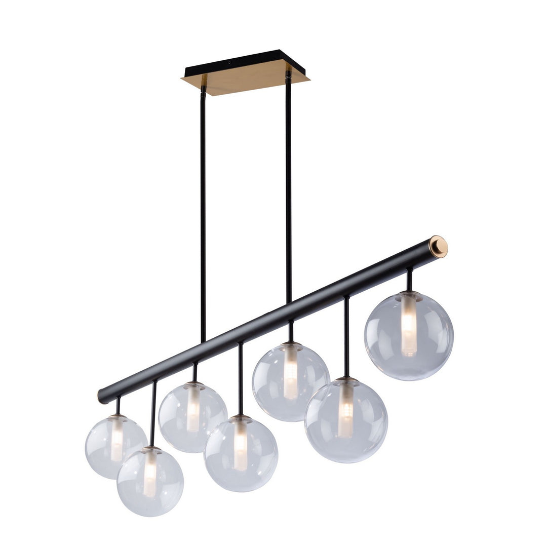 Artcraft Canada - AC11767VB - Seven Light Island Pendant - Aurelia - Matte Black & Brass
