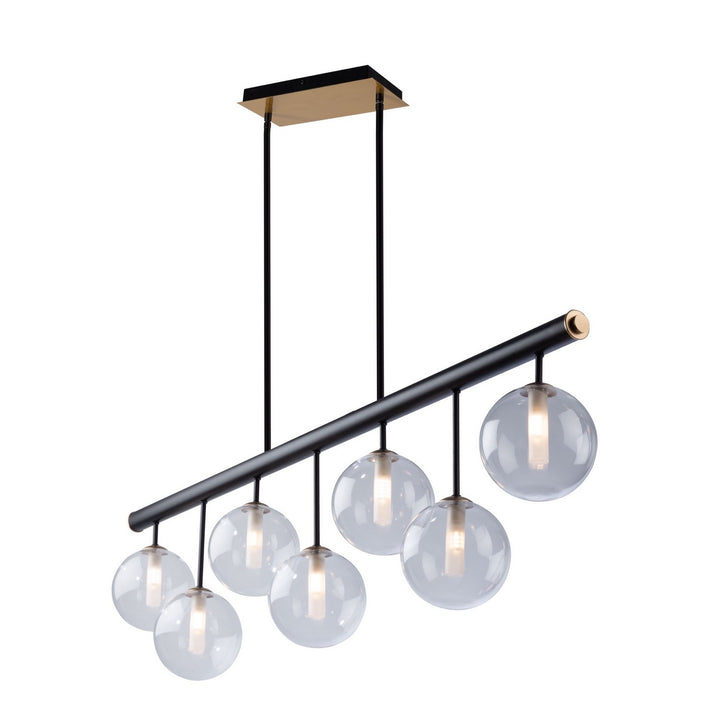 Artcraft Canada - AC11767VB - Seven Light Island Pendant - Aurelia - Matte Black & Brass