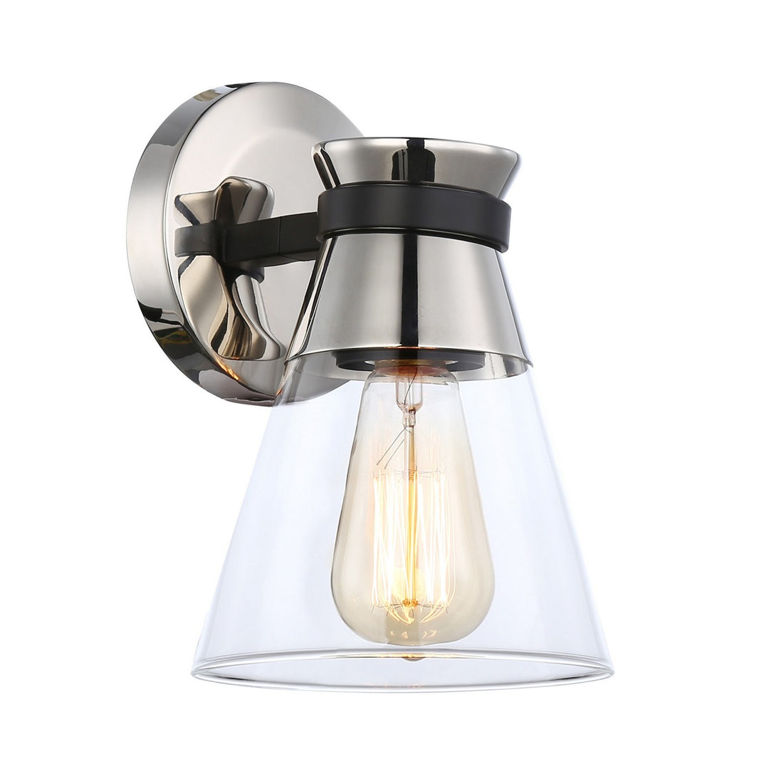 Kanata One Light Wall Sconce in Black & Polished Nickel - available from The Lighting Shoppe, trusted by Canadian homeowners