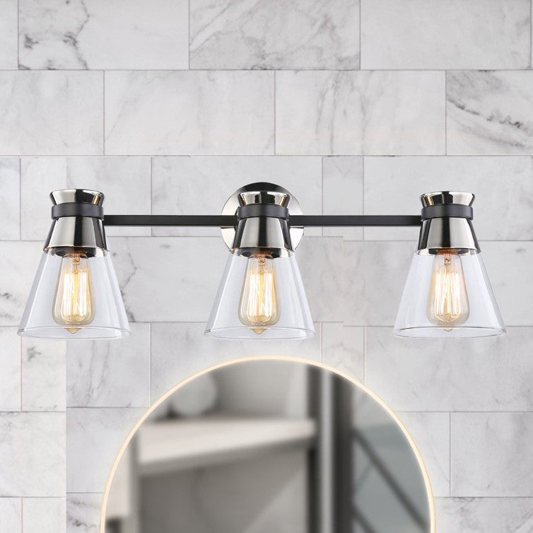 Artcraft Canada - AC11803NB - Three Light Vanity - Kanata - Black & Polished Nickel